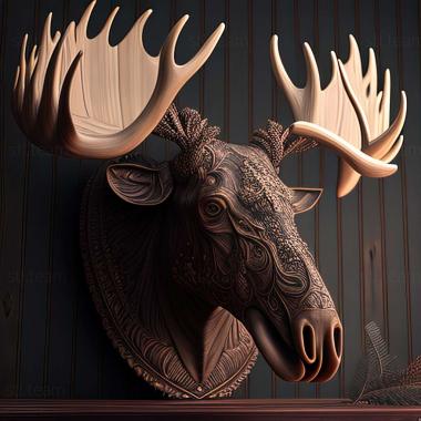 3D model SCULL OF AGRESSIVE MOOSE (STL)